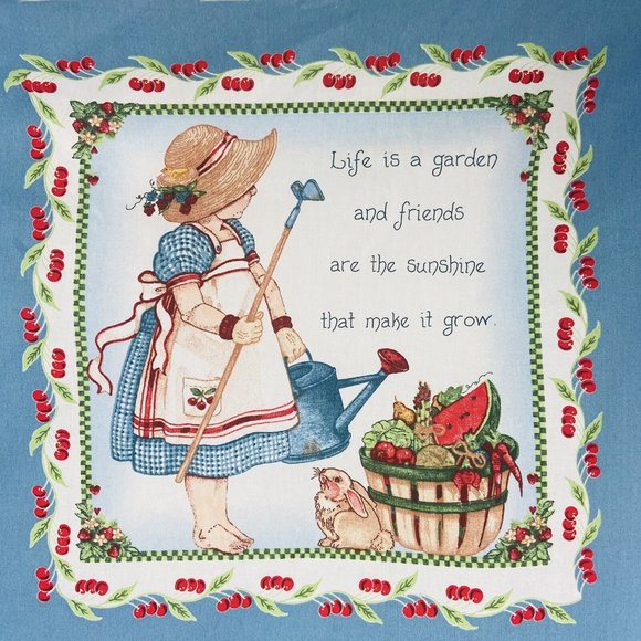 Daisy Kingdom Prairie Girls Cherries Fabric Panels Uncut 6 Squares Garden Love - Picture 2 of 7